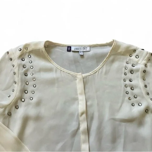 Jennifer Lopez Cream Blouse with Stud Accents - Picture 3 of 6